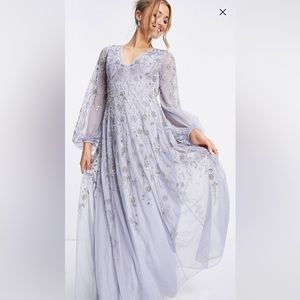 ASOS DESIGN maxi dress with blouson sleeve and delicate floral embellishment